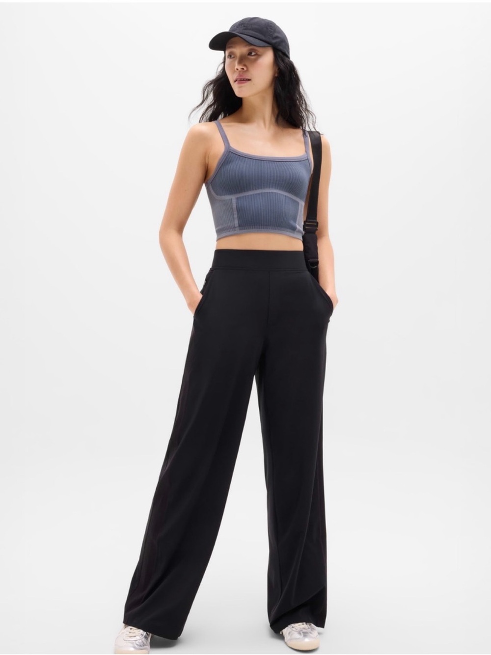Athleta Black Wide-Leg Pull-On Pants